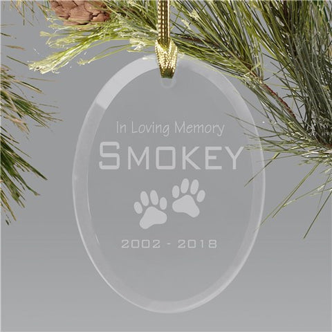 In Loving Memory Pet Memorial Glass Ornament