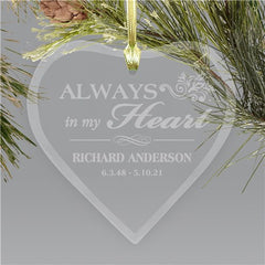 Always In My Heart Glass Ornament