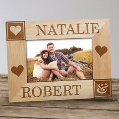 Hearts Personalized Wood Photo Frame