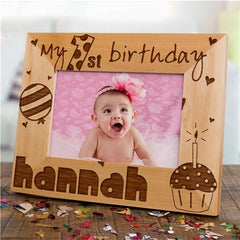 1st Birthday Wood Frame- Hearts