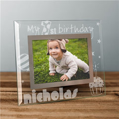 Engraved First Birthday Glass Frame