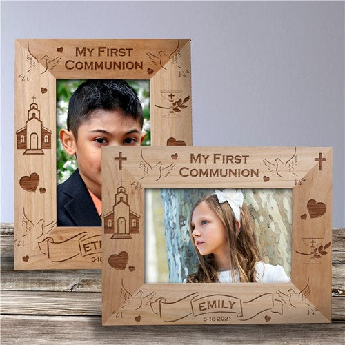 My First Communion Engraved Wood Frame