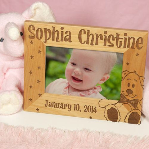 Engraved Teddy Bear Wood Frame