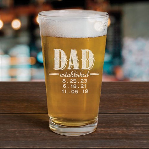 Dad Established Personalized Pint Glass