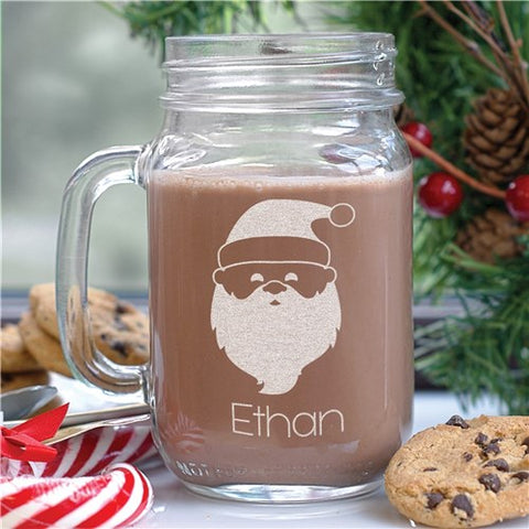 Santa Engraved Mason Jar