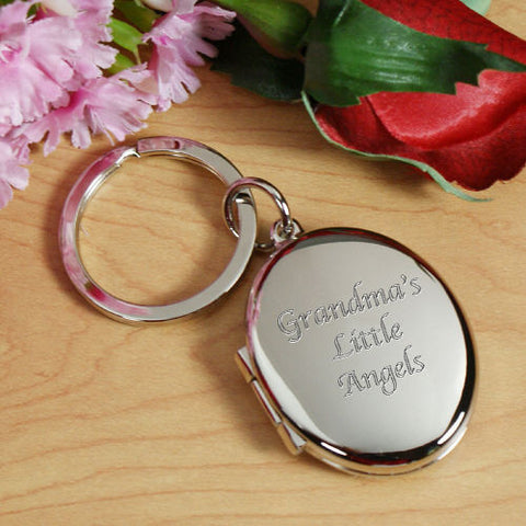 Personalized Silver Locket and Key Chain