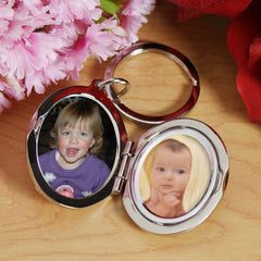 Personalized Silver Locket and Key Chain