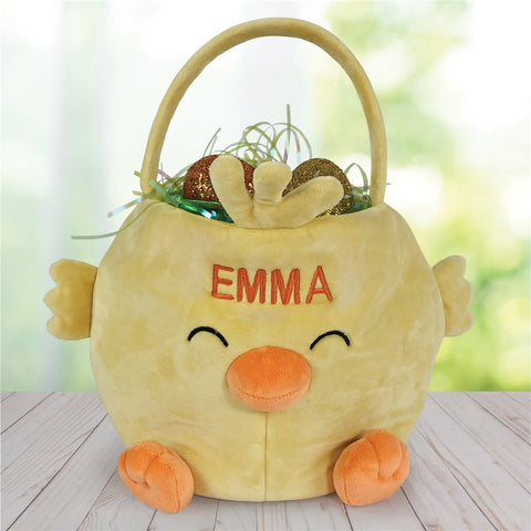 Embroidered Chick Personalized Easter Basket