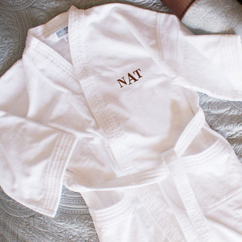 Embroidered Monogram Bathrobe