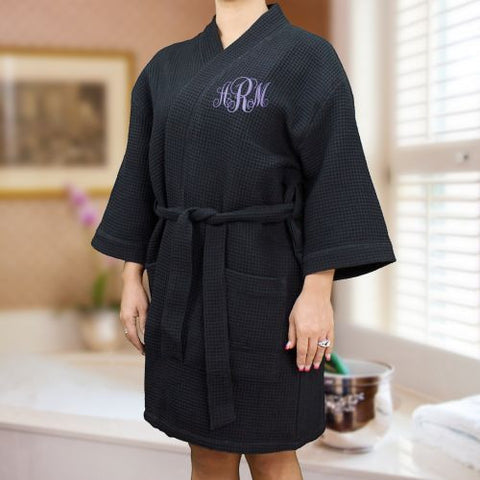 Embroidered Monogram Kimono Robe - 4 colors