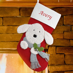 Doggy Embroidered Christmas Stocking