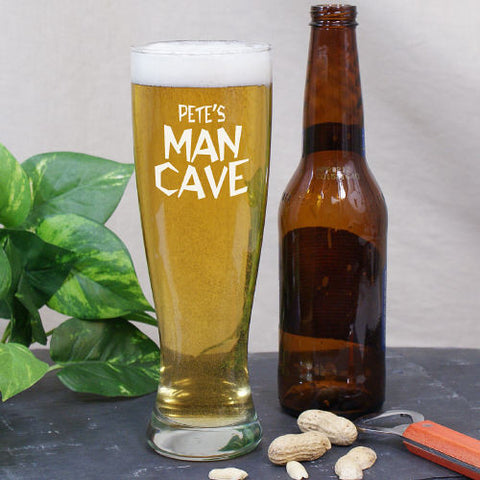 Engraved Man Cave Pilsner Glass