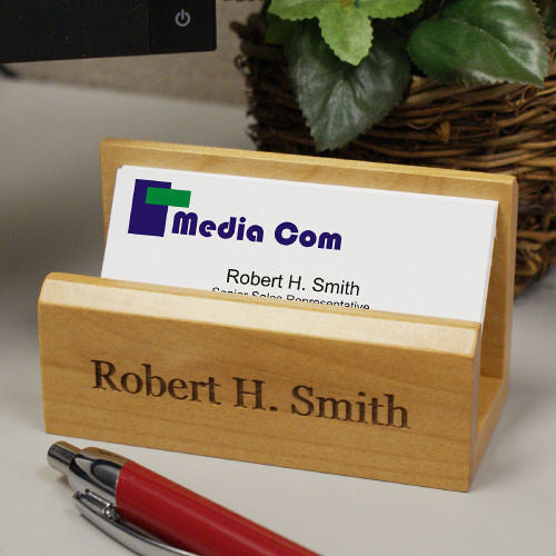 Engraved Maple Business Card Holder