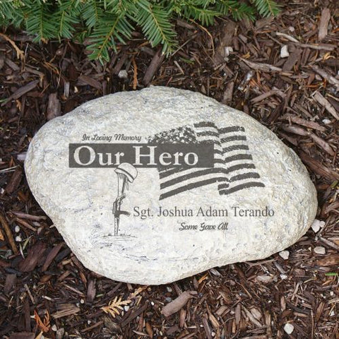 Engraved Military Memorial Garden Stone