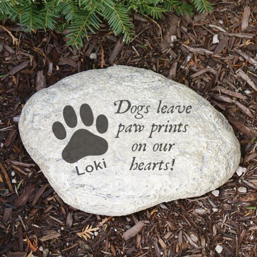 Paw Prints on Our Hearts Dog Memorial Garden Stone