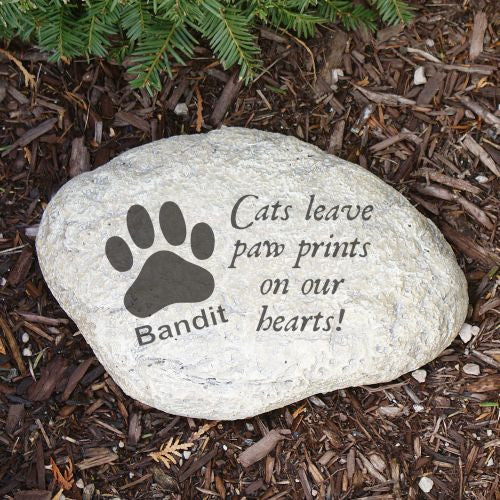 Paw Prints on Our Hearts Cat Memorial Garden Stone