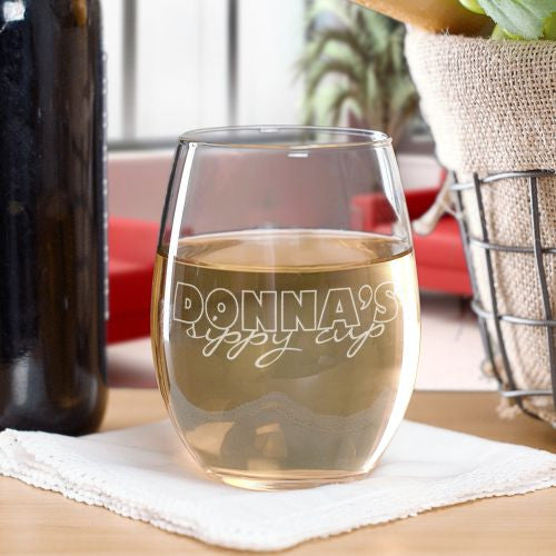 "Sippy Cup" Stemless Wine Glass