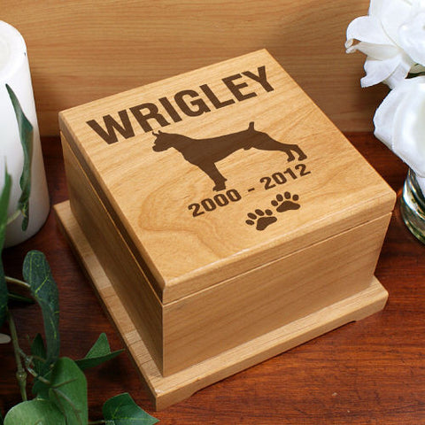 Dog Silhouette Engraved Pet Memorial Urn- many breeds