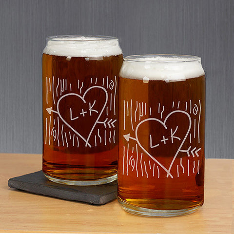 Tree Carving Beer Can Glass or Set