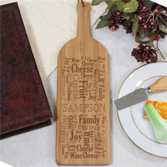 Wine Word Art Wine Bottle Shaped Cheese Board