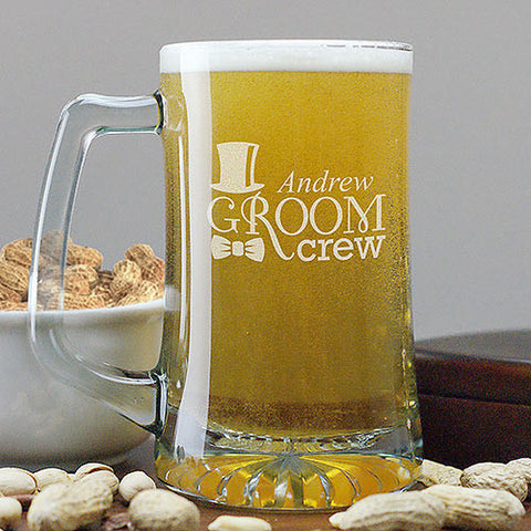Groom Crew Engraved Beer Mug