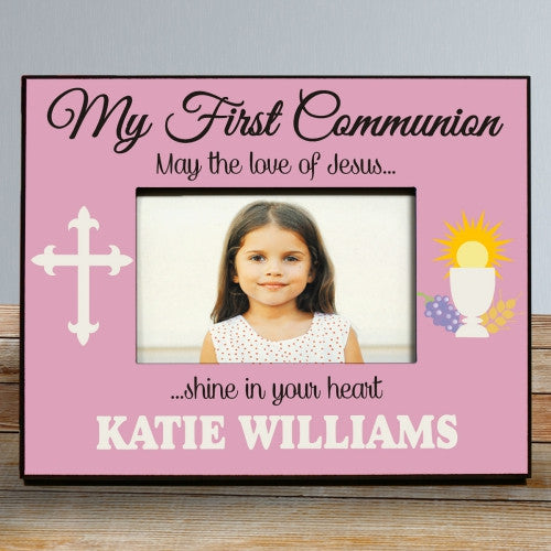 My First Communion Personalized Pink Picture Frame