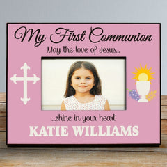 My First Communion Personalized Pink Picture Frame