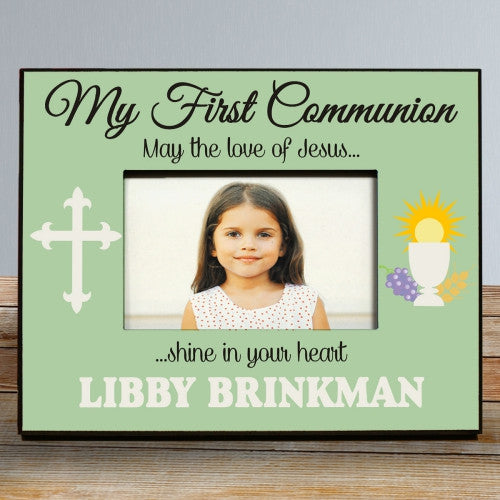 My First Communion Personalized Green Picture Frame
