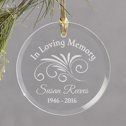 Engraved Memorial Glass Ornament