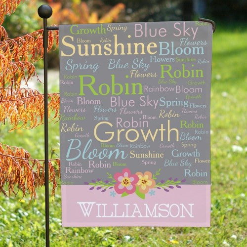 Spring Words Personalized Garden Flag