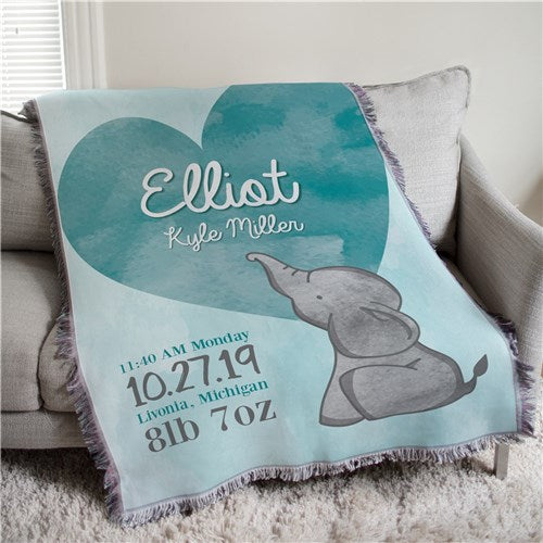 Custom Elephant Baby Tapestry Throw