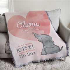 Custom Elephant Baby Tapestry Throw