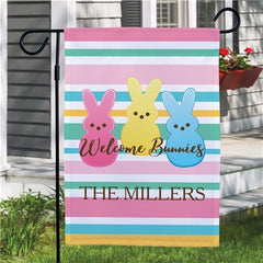 Personalized Welcome Bunnies Garden Flag