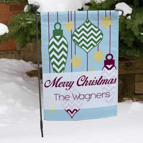 Christmas Ornaments & Stars Personalized Garden Flag