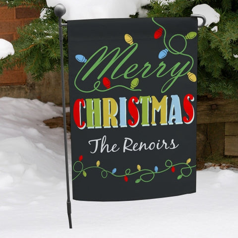 Christmas Lights Personalized Garden Flag