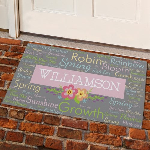 Spring Words Personalized Welcome Mat