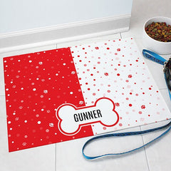 Personalized Polka Dots & Paws Pet Mat