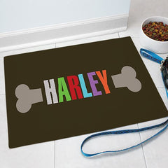 Dog Bone With Name Food Mat