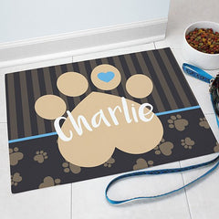 Heart Print Personalized Food Mat