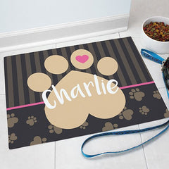 Heart Print Personalized Food Mat