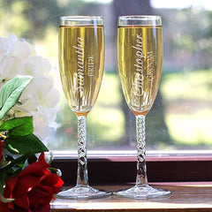 Bride and Groom Engraved Flute Set