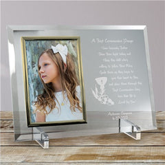 Engraved First Communion Beveled Glass Frame