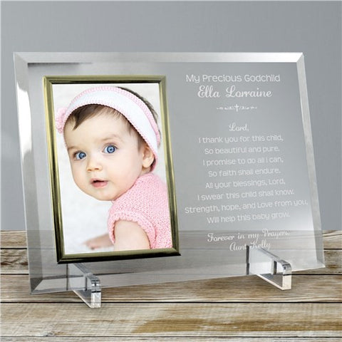 Godparent's Promise Beveled Engraved Glass Picture Frame