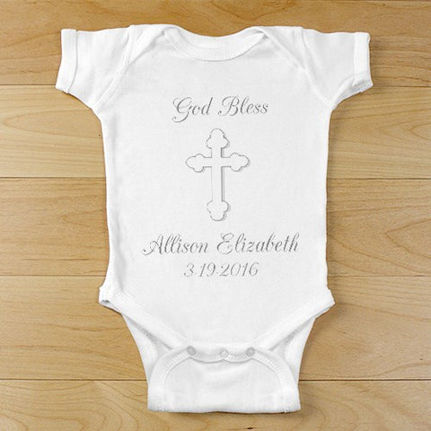 God Bless... Personalized Christening Infant Creeper or Shirt