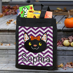 Girl Black Cat Personalized Treat Bag