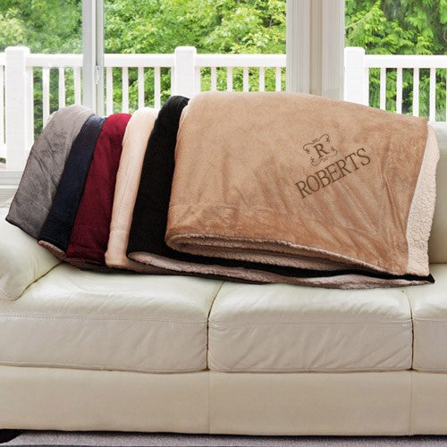 Embroidered Name & Initial Sherpa Blanket