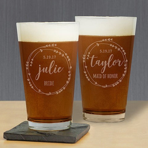 Custom Heart Wreath Pint Glass