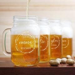 Engraved Heart Wreath Mason Jar