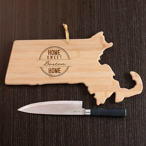 Massachusetts State Shaped Cutting Board