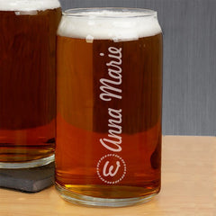 Custom Name & Initial Beer Can Glass